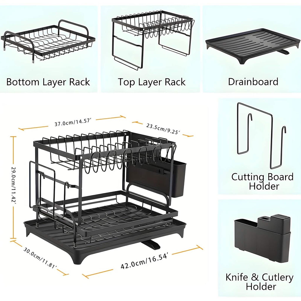Black Metal Dish Rack – 2-Layer / 3-Layer by DailySale