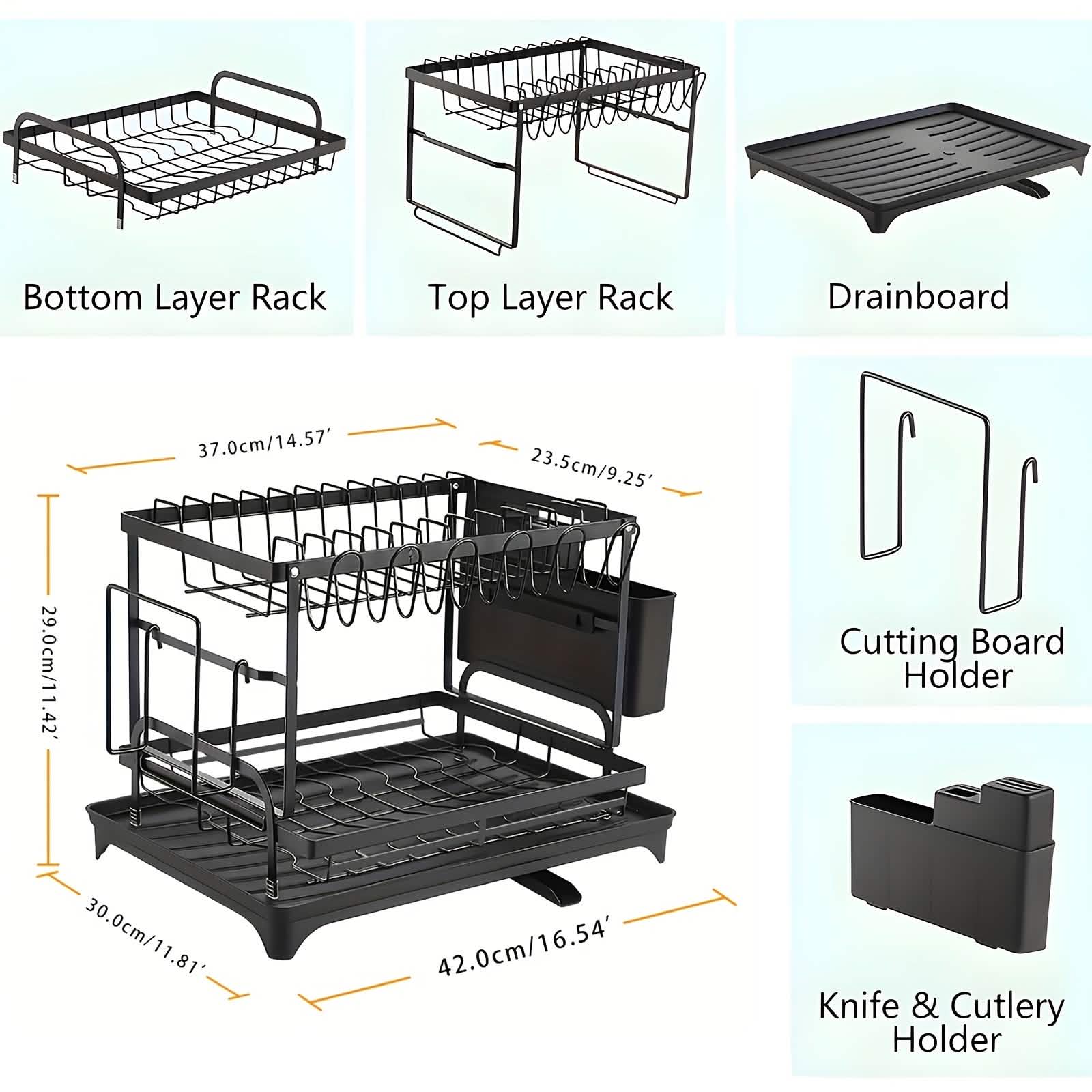 Black Metal Dish Rack – 2-Layer / 3-Layer by DailySale