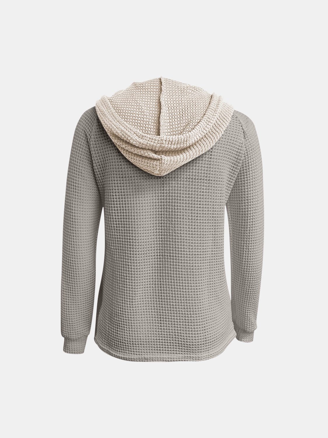 Full Size Waffle-Knit Contrast Long Sleeve Hoodie by Wild and Free Boutique