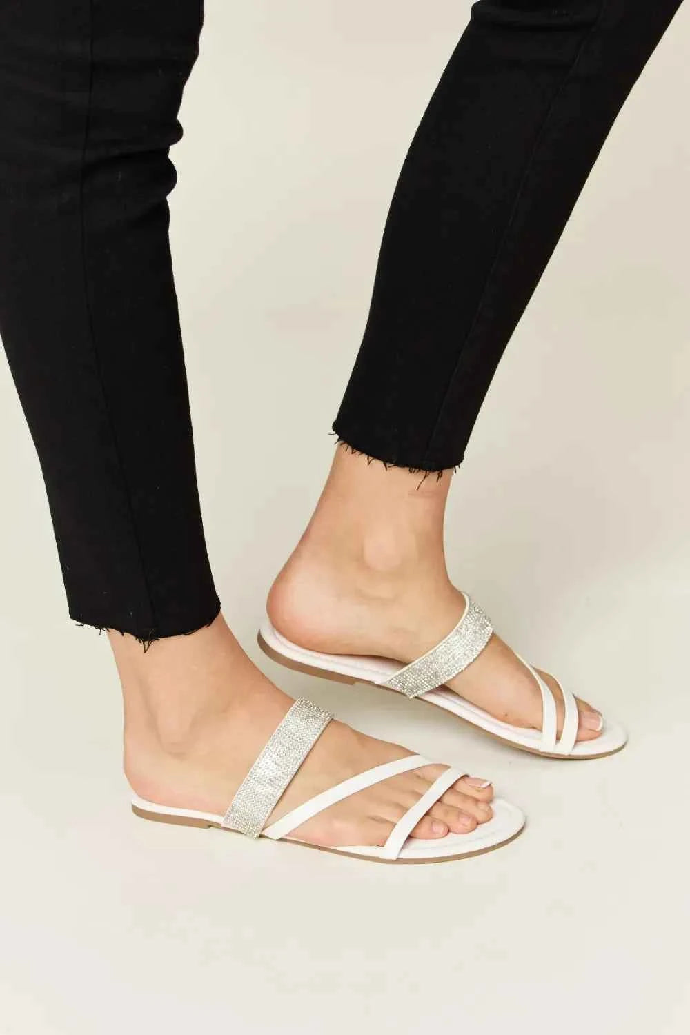 WILD DIVA Rhinestone Strappy Flat Sandals by Wild and Free Boutique