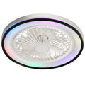 RGB Dimmable LED Bladeless Ceiling Fan With Remote Control, Flush Mount - White by Unique Piece Furniture