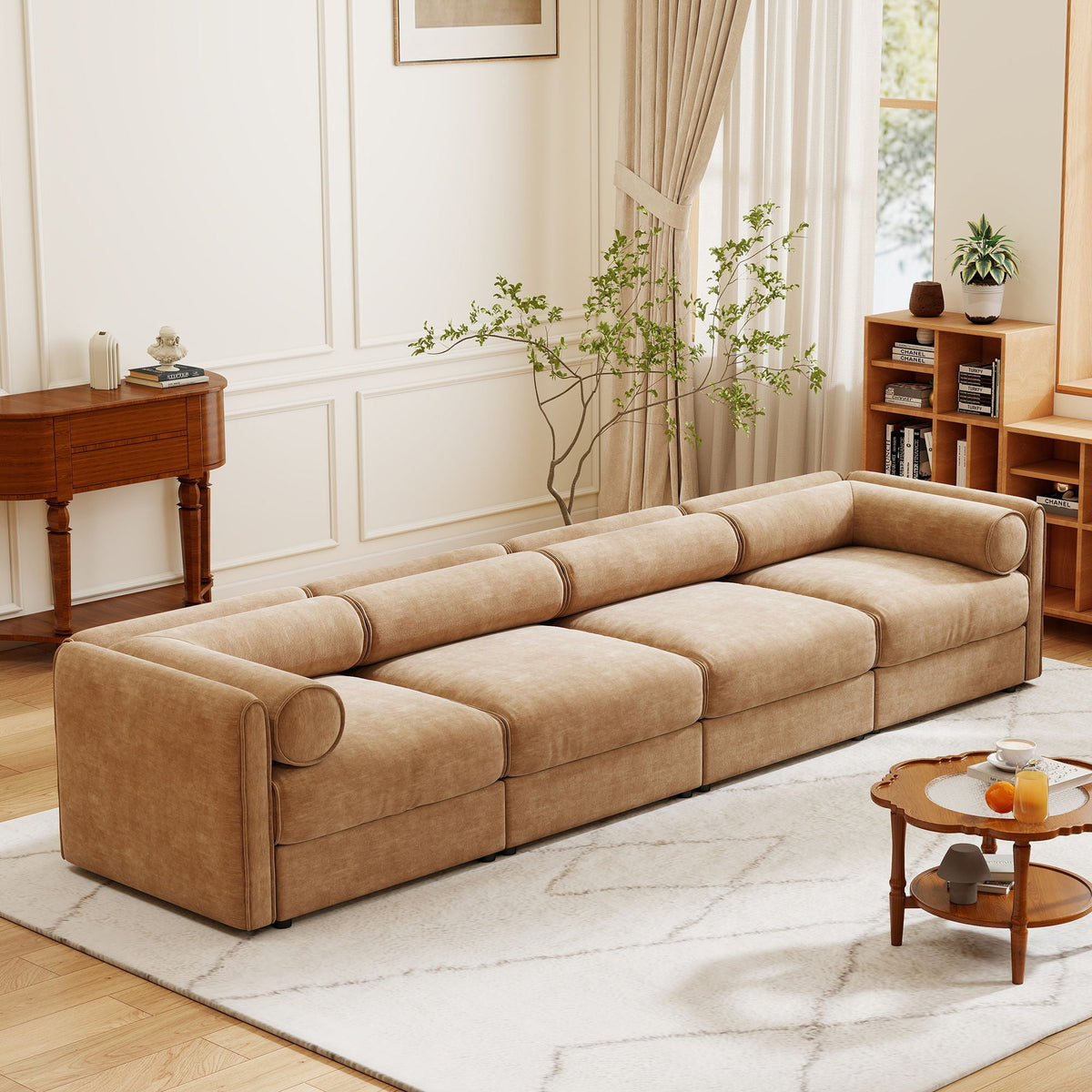 Stylish Sofa With Storage Seat And Cylindrical Backrest by Unique Piece Furniture