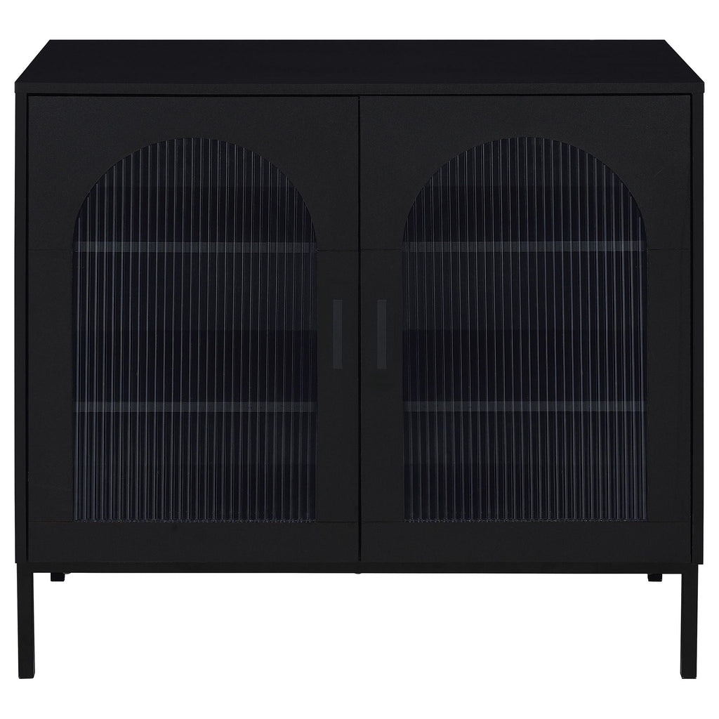 Jess 2-door Arched Fluted Glass Accent Cabinet Black by Unique Piece Furniture