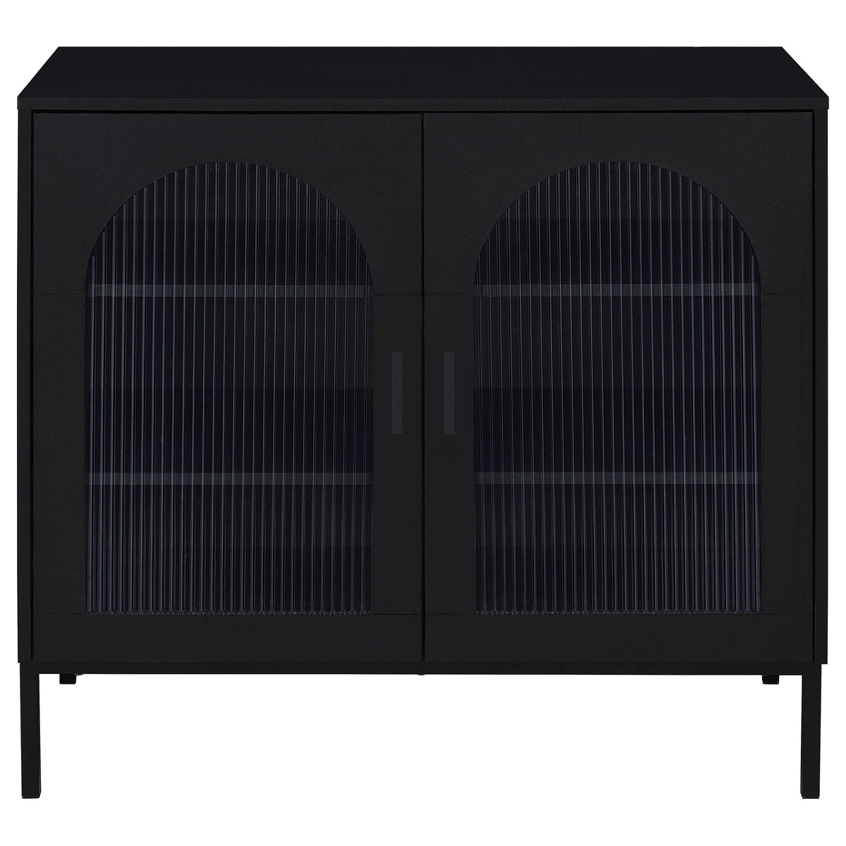 Jess 2-door Arched Fluted Glass Accent Cabinet Black by Unique Piece Furniture