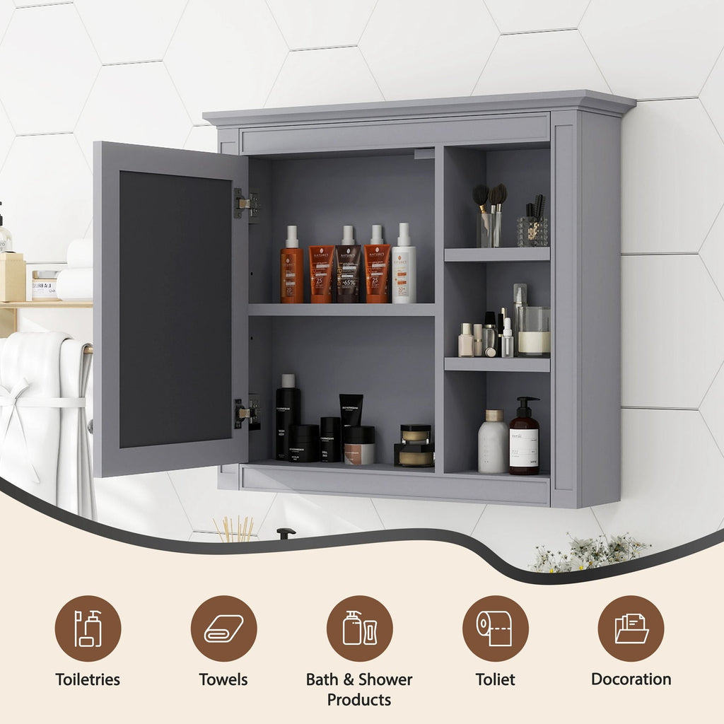 Wall Mounted Medicine Cabinet With Mirror And 3 Open Shelves by Unique Piece Furniture