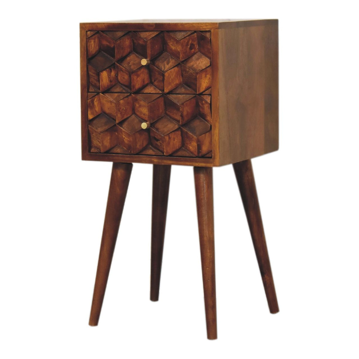 Mini Cube Carved 2 Drawer Nightstand by Unique Piece Furniture