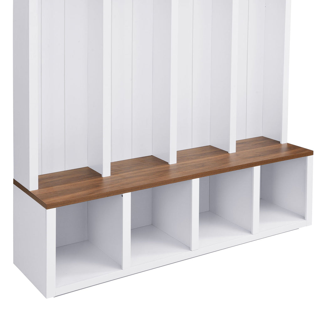 Entryway Hall Tree With Bench, 4 Hooks & Open Storage Space by Unique Piece Furniture