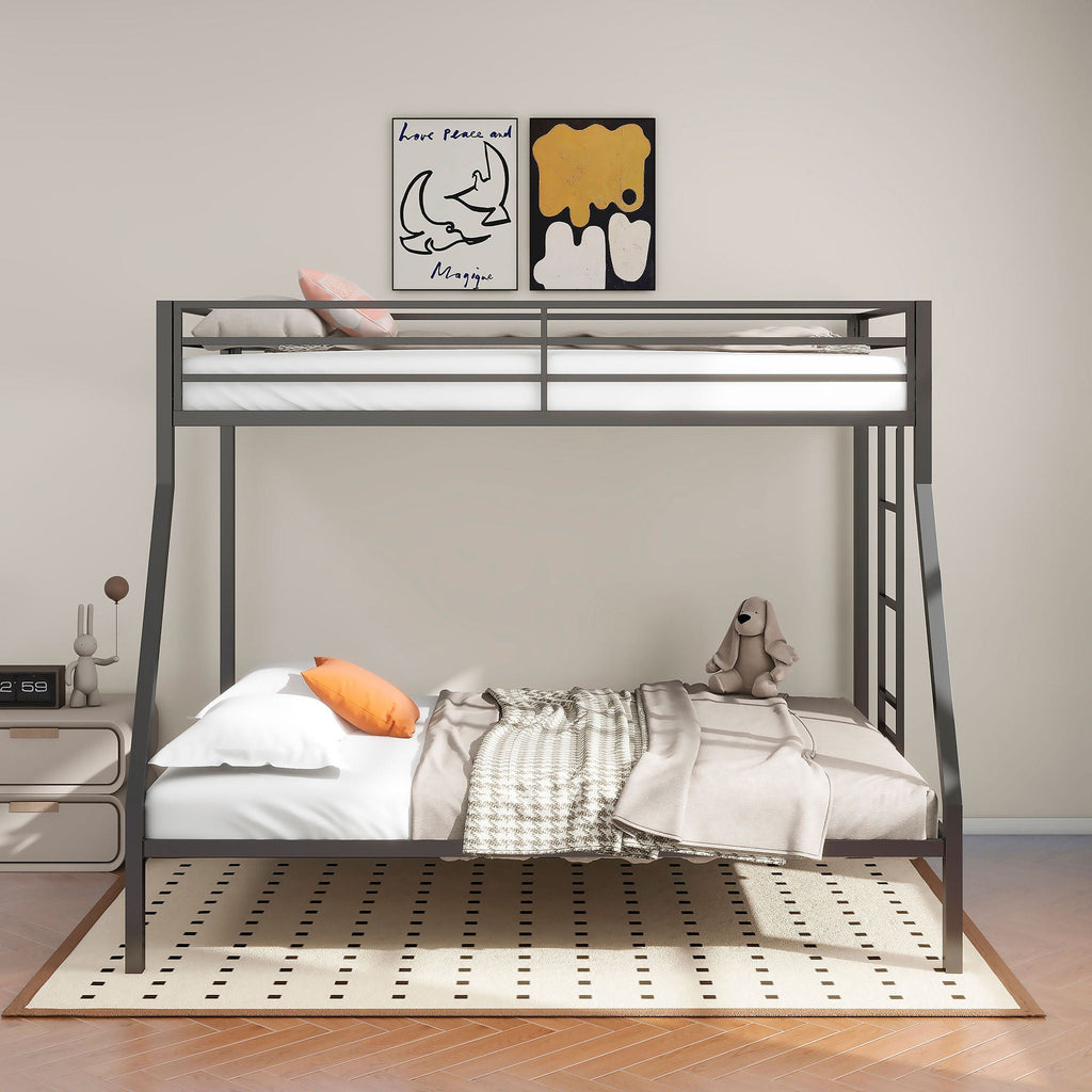 Alevera Metal Twin Over Full Bunk Bed with Ladder Black by Unique Piece Furniture