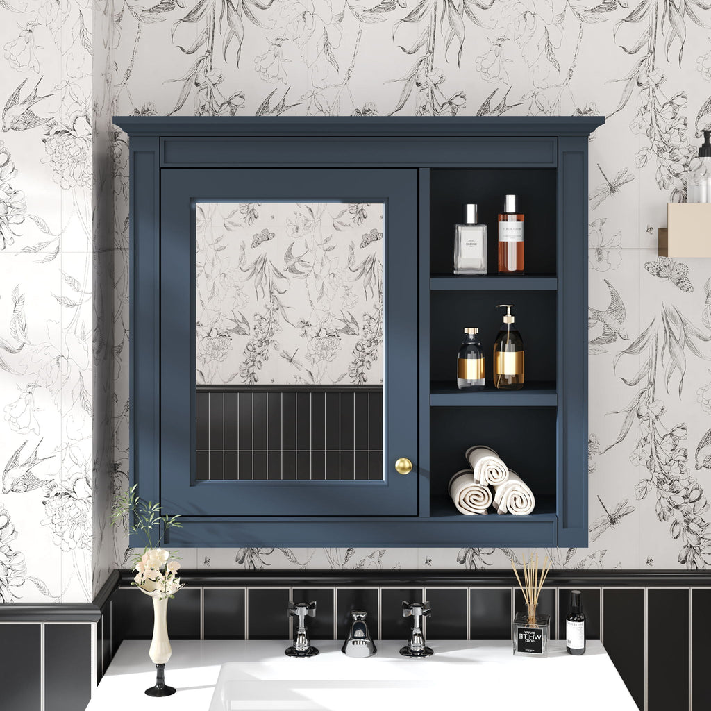 Wall Mounted Medicine Cabinet With Mirror And 3 Open Shelves by Unique Piece Furniture