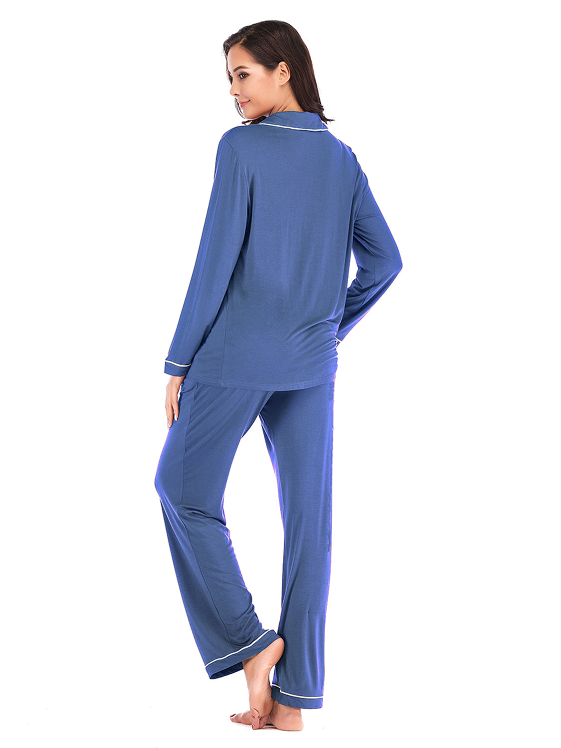 Collared Neck Long Sleeve Loungewear Set with Pockets by Wild and Free Boutique