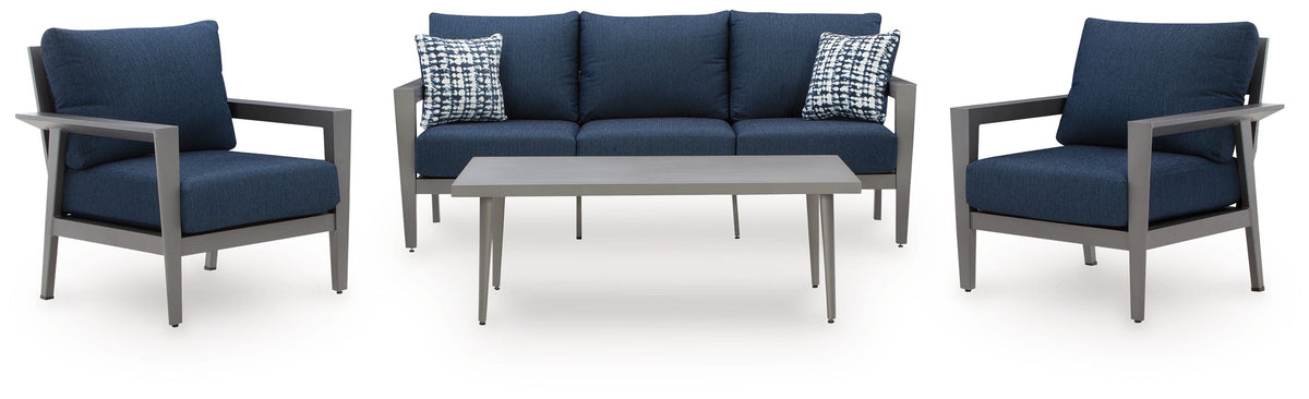 Gali - Sofa / Chairs / Table Set (Set of 4) - Gray / Blue by Unique Piece Furniture