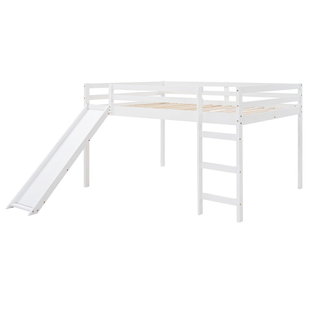 Full Loft Bed With Slide, Multifunctional Design - White by Unique Piece Furniture