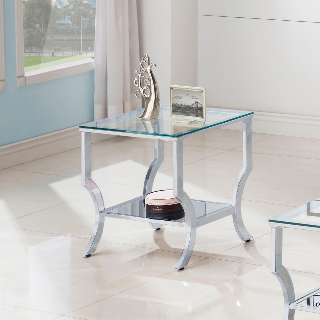 Saide Square Glass Top Side End Table Chrome by Unique Piece Furniture