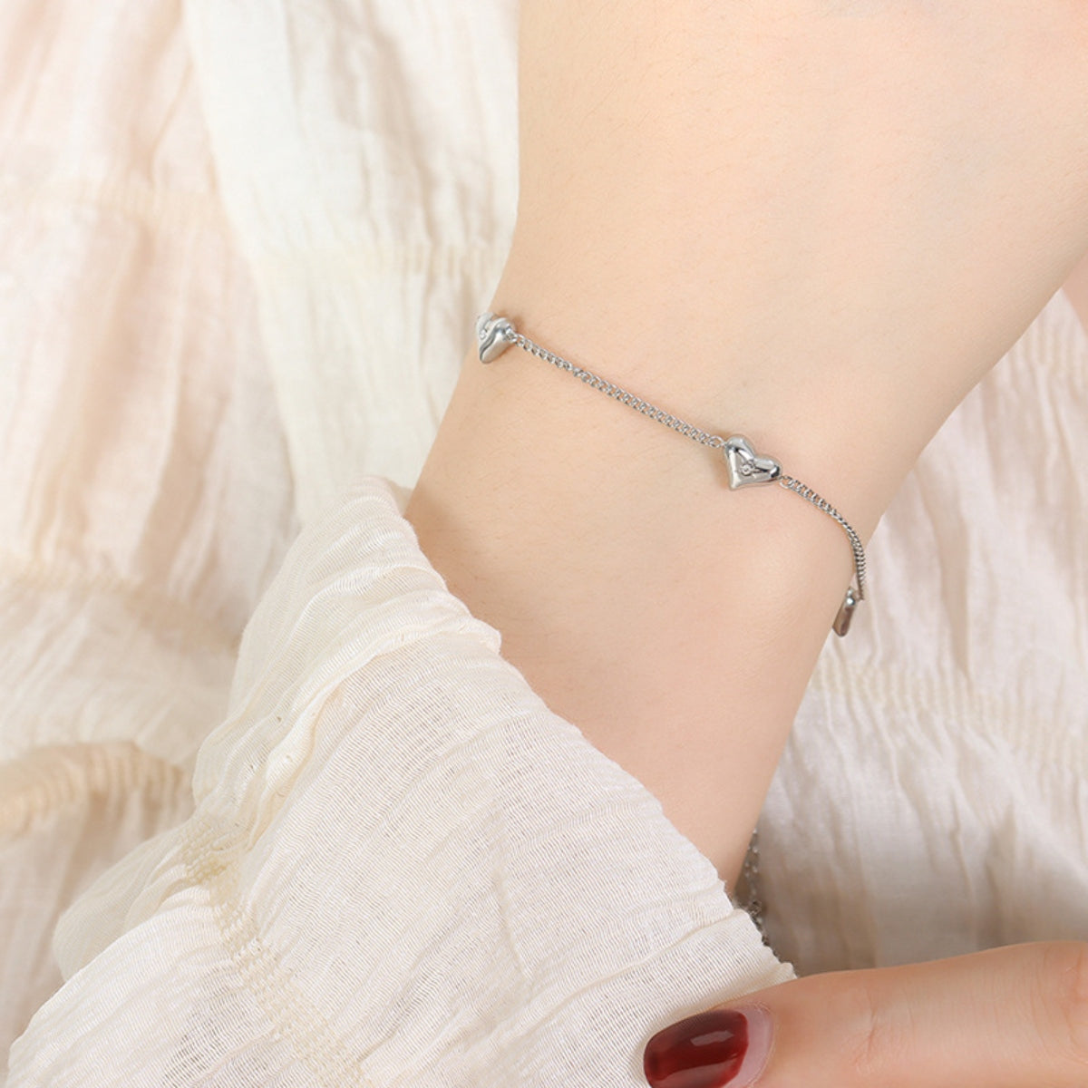 Titanium Steel Zircon Heart Bracelet by Wild and Free Boutique