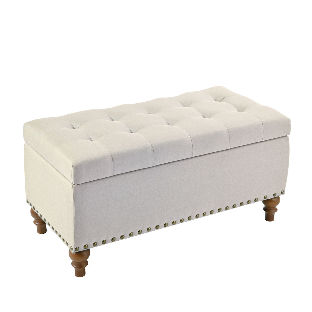 Upholstered Ottoman With Storage And Rivet Trim by Unique Piece Furniture