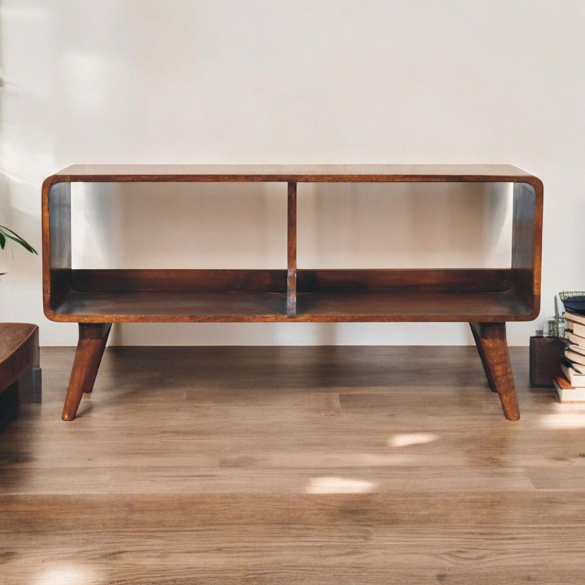 Curved Double Slot Media Unit - Dark Brown by Unique Piece Furniture