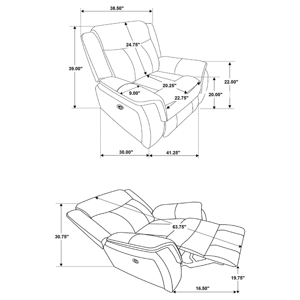 Franklin - Upholstered Padded Arm Glider Recliner - Charcoal by Unique Piece Furniture