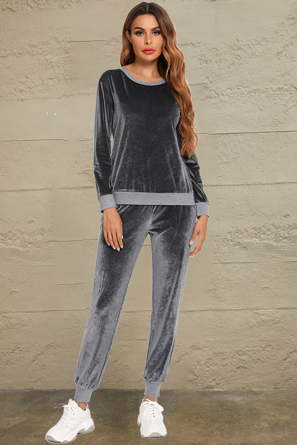 Round Neck Long Sleeve Loungewear Set with Pockets by Wild and Free Boutique
