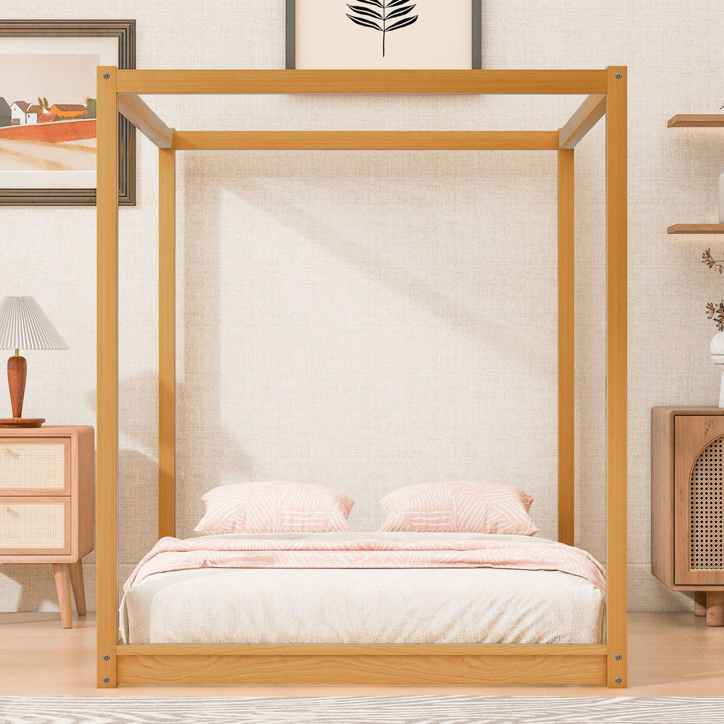 Wood Canopy Platform Bed With Support Legs And Airflow Slats by Unique Piece Furniture