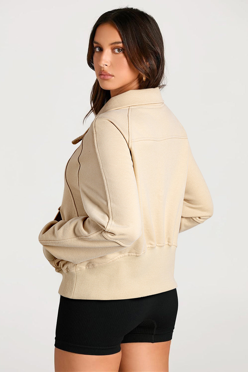 Smoke Green Quarter Zip Stand Neck Kangaroo Pocket Sweatshirt by Wild and Free Boutique