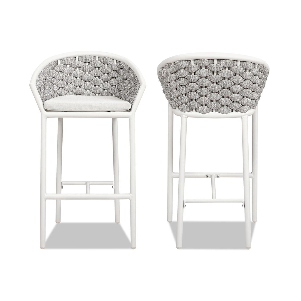 Rowan - Rope Barrel Low Back Patio Counter Stool (Set of 2) - Optic White by Unique Piece Furniture