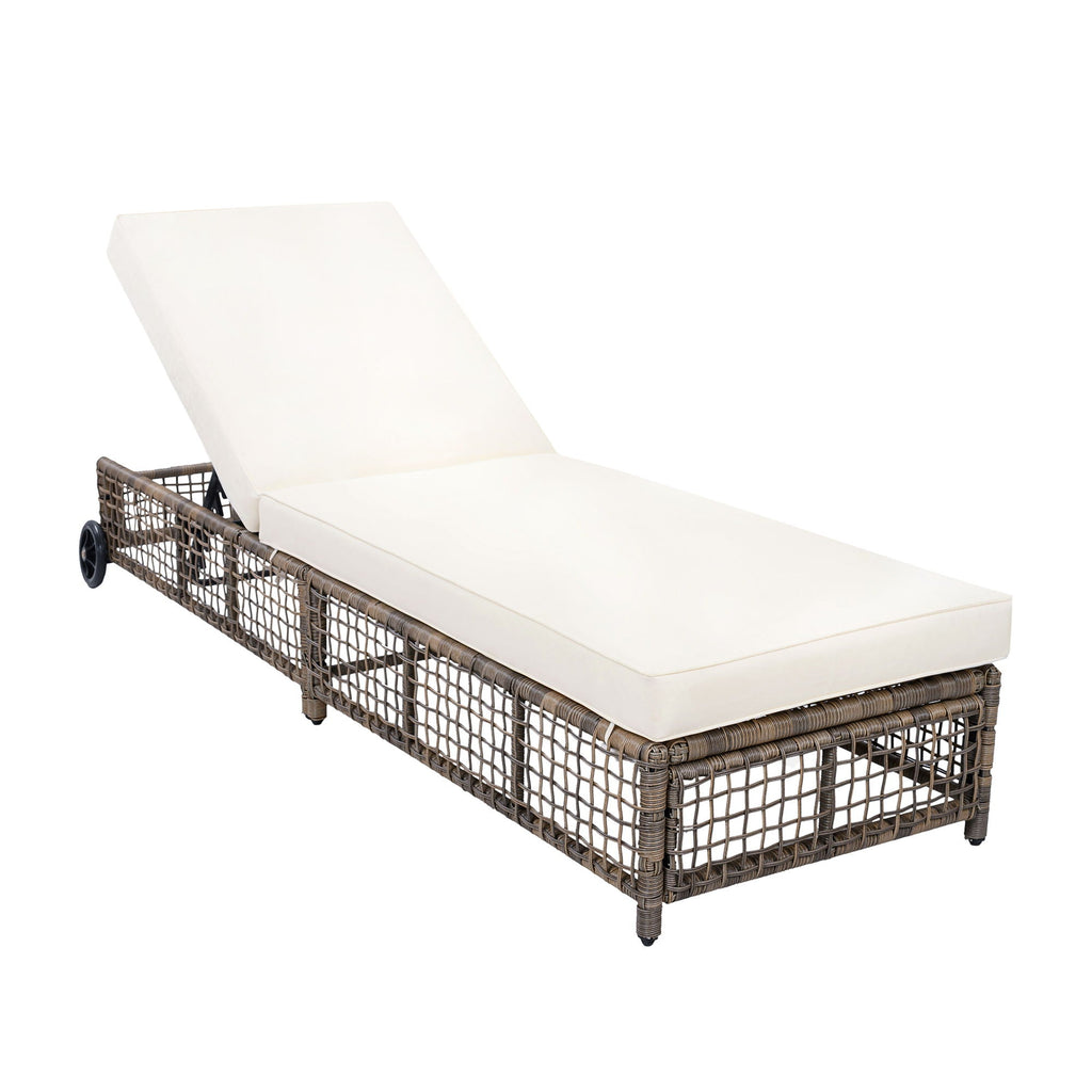 Outdoor Lounge Chair With 5 Position Backrest With Cushion And Wheels by Unique Piece Furniture