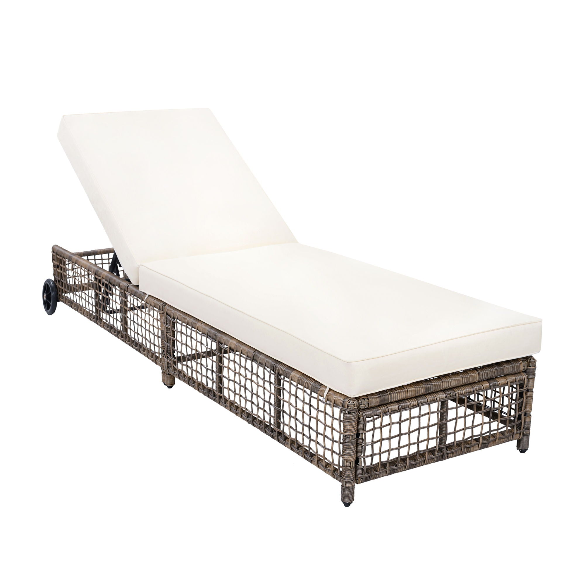 Outdoor Lounge Chair With 5 Position Backrest With Cushion And Wheels by Unique Piece Furniture