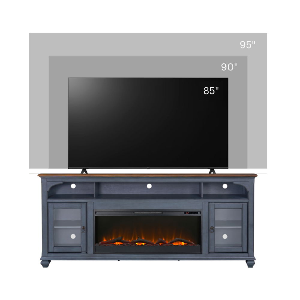 Fireplace TV Stand For TVs Up To 95" - Blue by Unique Piece Furniture