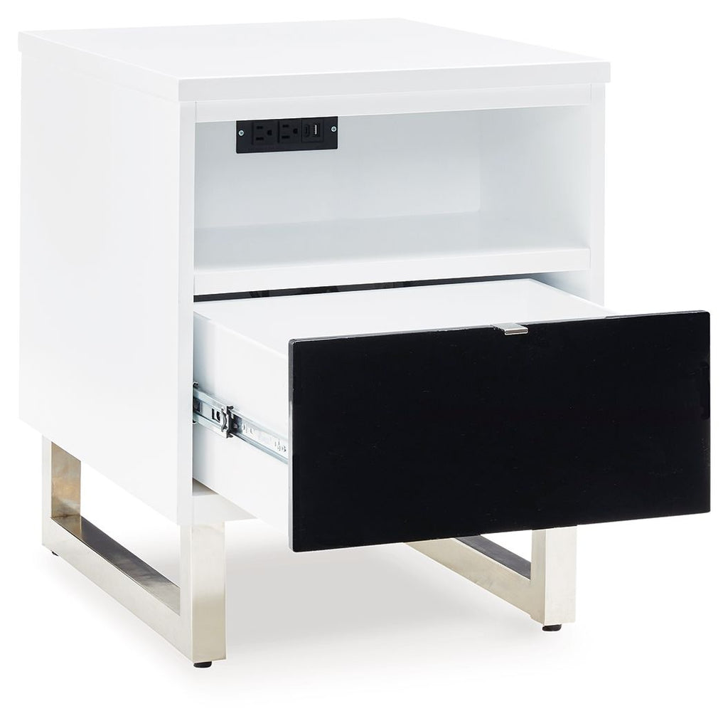 Gardoni - Chair Side End Table - White / Black by Unique Piece Furniture