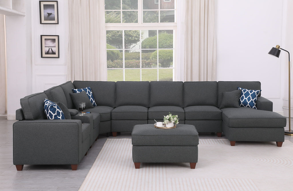 Eric - 9 Piece Upholstered Sectional With Ottoman by Unique Piece Furniture