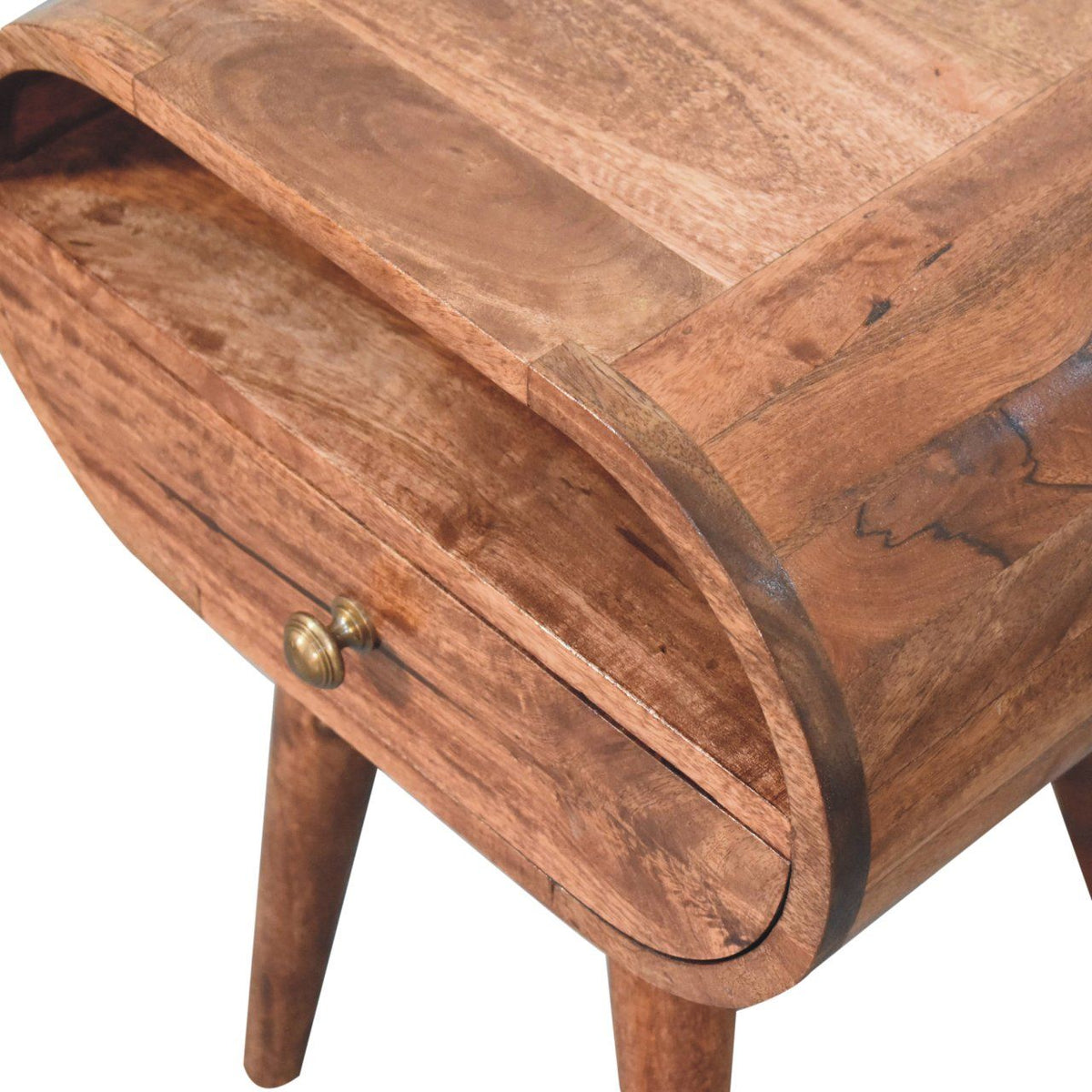 Circular Bedside Table With Open Slot - Caramel by Unique Piece Furniture