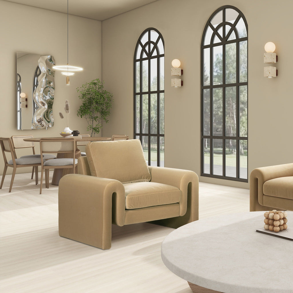 Mason - Arched Arm Chair - Camel Brown Beige by Unique Piece Furniture