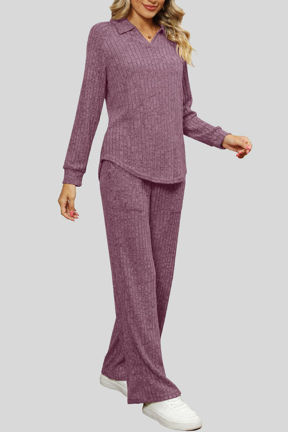 Ribbed Long Sleeve Top and Pocketed Pants Set by Wild and Free Boutique