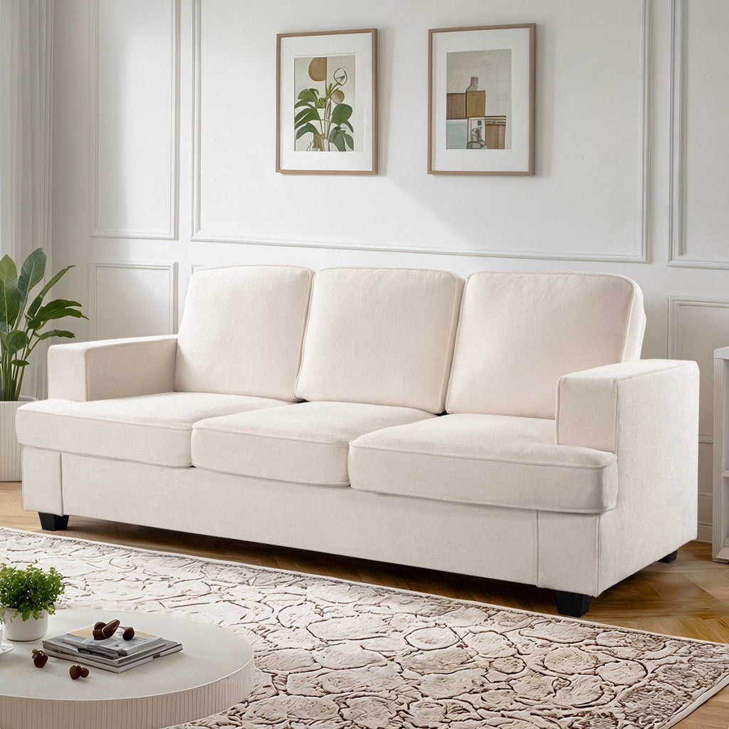 Modern Sofa, Comfortable 3 Seater Couch With Deep Seating, Loose Back Cushions, Wide Arms by Unique Piece Furniture