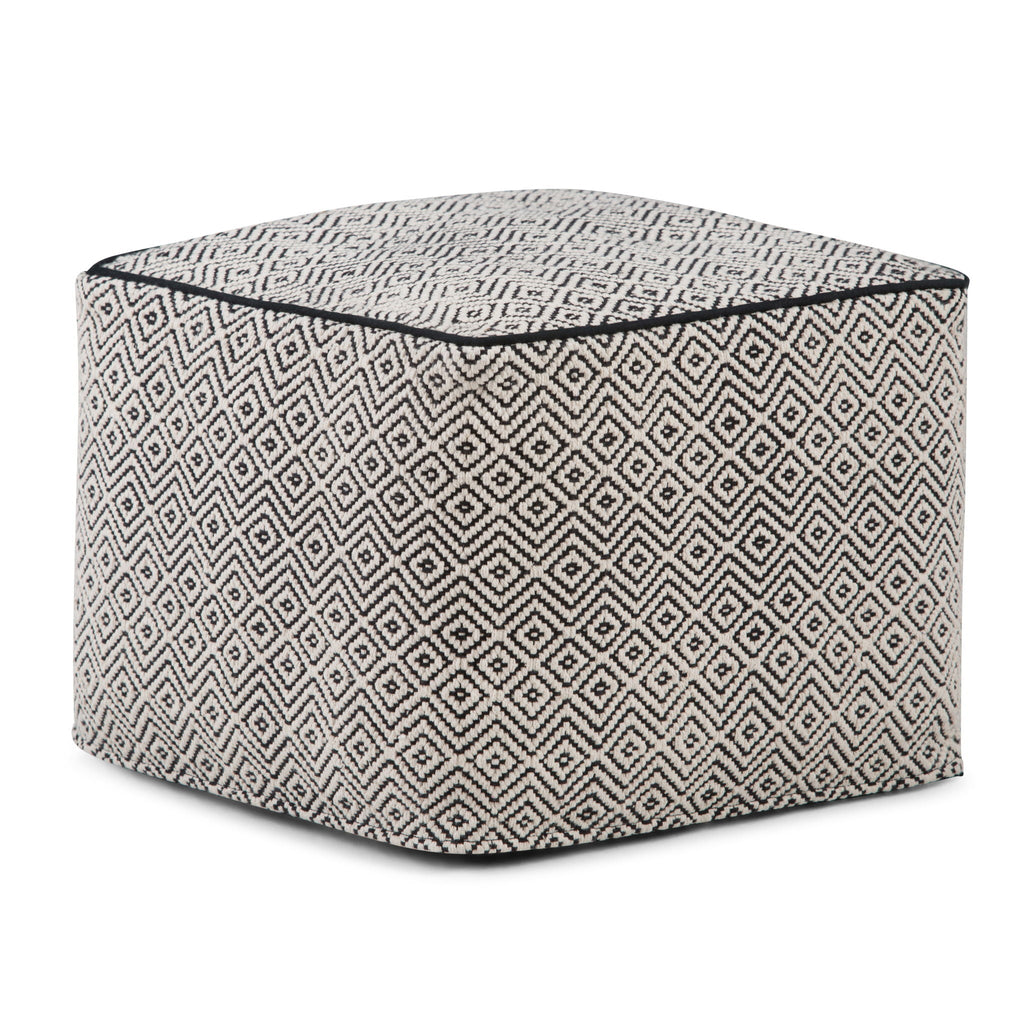 Brynn - Square Pouf - Patterned Black / Natural by Unique Piece Furniture