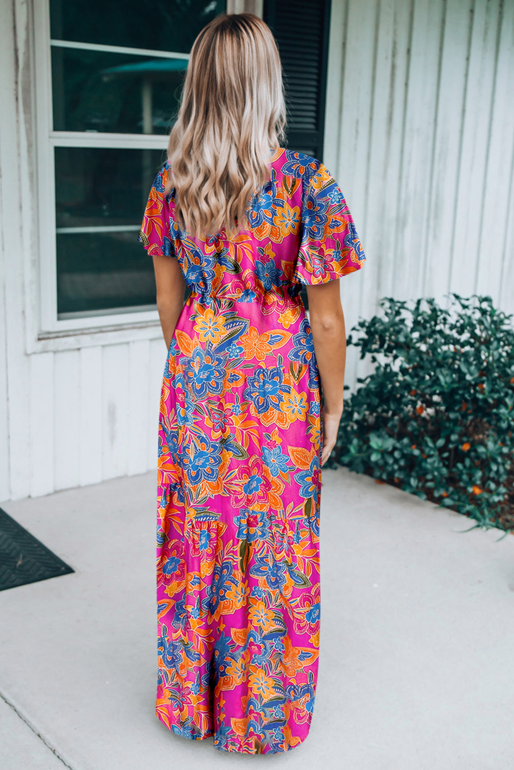 Green Wrap V Neck Floral Maxi Dress by Wild and Free Boutique
