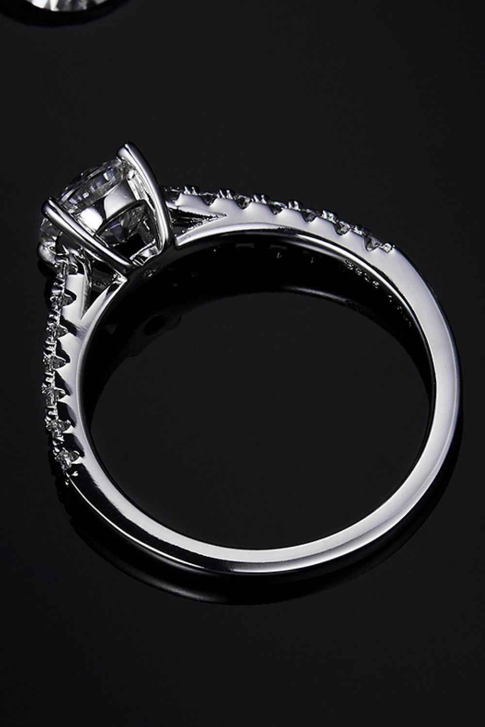 1 Carat Moissanite 925 Sterling Silver Side Stone Ring by Wild and Free Boutique