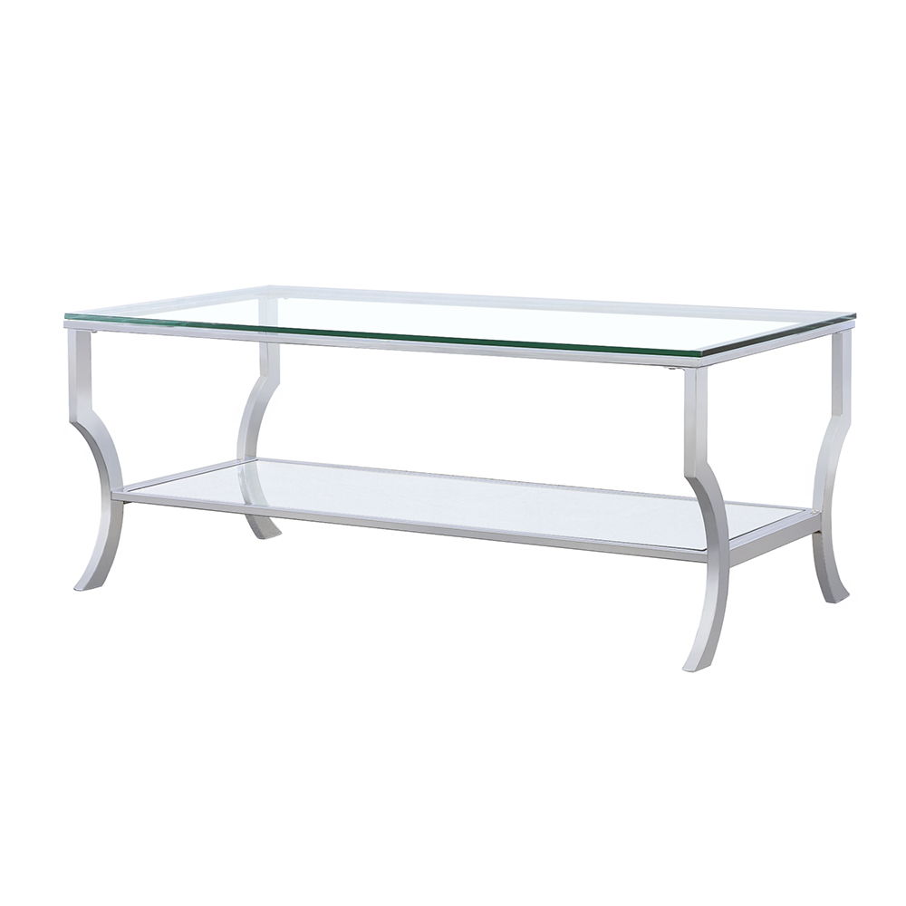 Saide Rectangular Glass Top Coffee Table Chrome by Unique Piece Furniture