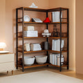 5-Tier Industrial Corner Bookcase With Metal Frame by ShipItFurniture