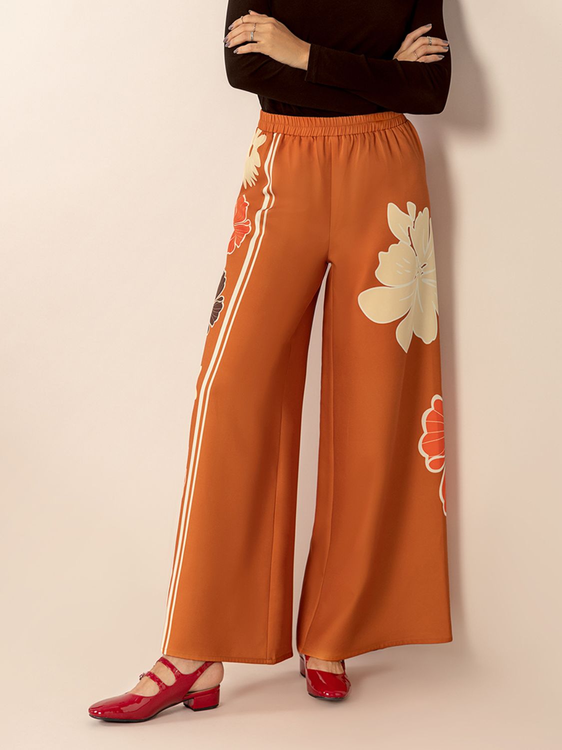 Printed Elastic Waist Wide Leg Pants by Wild and Free Boutique