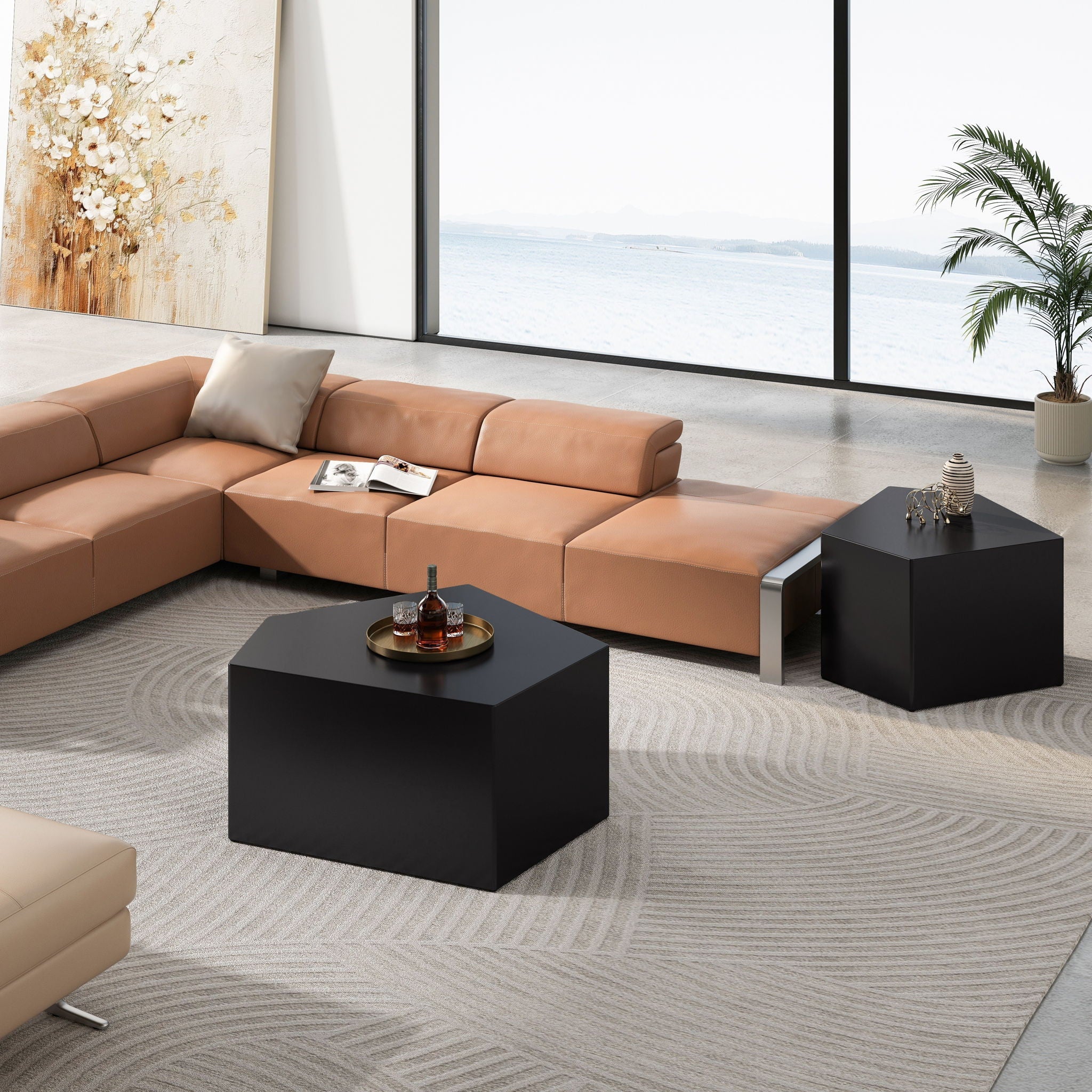 Irregular Pentagon Nesting Coffee Table Set by Unique Piece Furniture