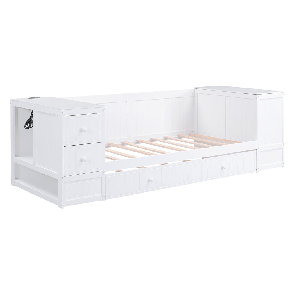 Daybed With Storage Arms, Trundle And Charging Station by Unique Piece Furniture