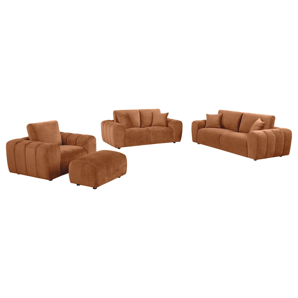 Burnett 4-piece Chenille Upholstered Sofa Set Burnt Orange by Unique Piece Furniture