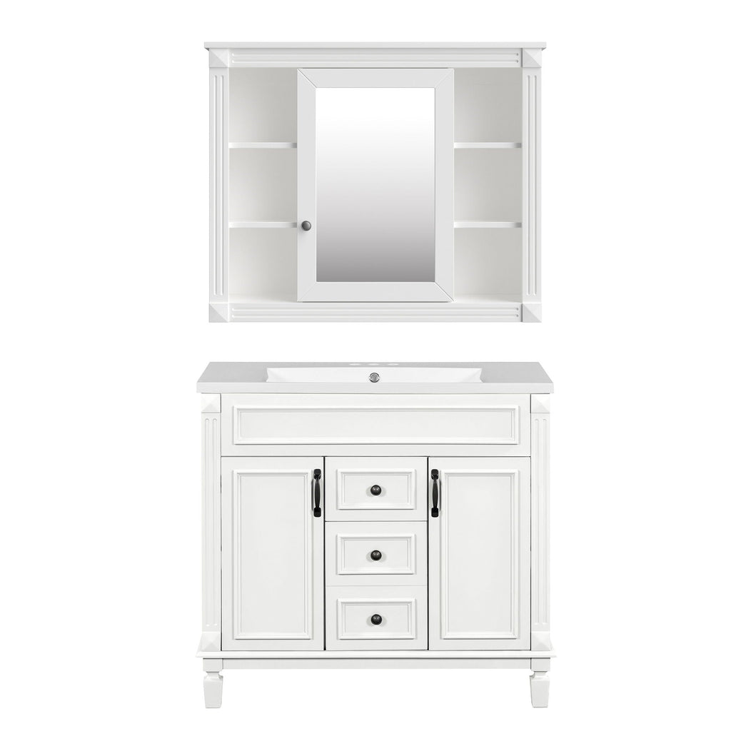 Bathroom Vanity With Top Sink, Mirror Cabinet, 2 Soft Closing Doors & 2 Drawers by Unique Piece Furniture
