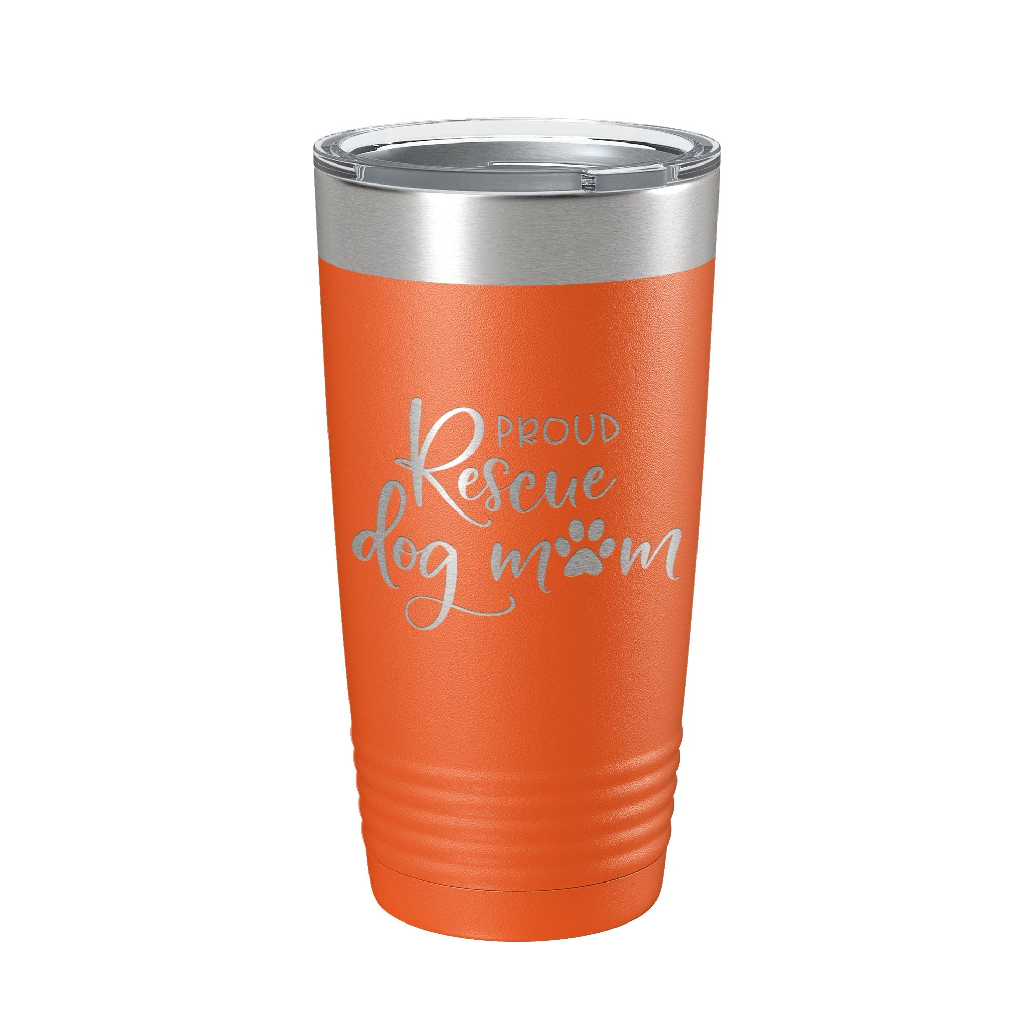 Proud Rescue Mom Tumbler Dog Travel Mug Gift Insulated Laser Engraved Coffee Cup 20 oz by CarveBright