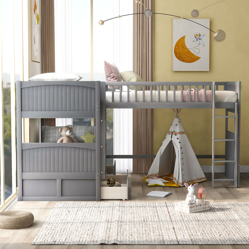 Bunk Bed With Loft And 2 Drawers by Unique Piece Furniture