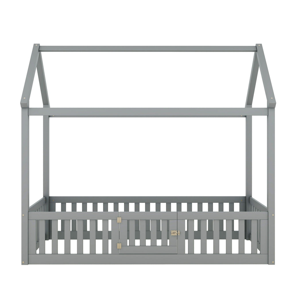 Wood House Bed With Fence And Door by Unique Piece Furniture