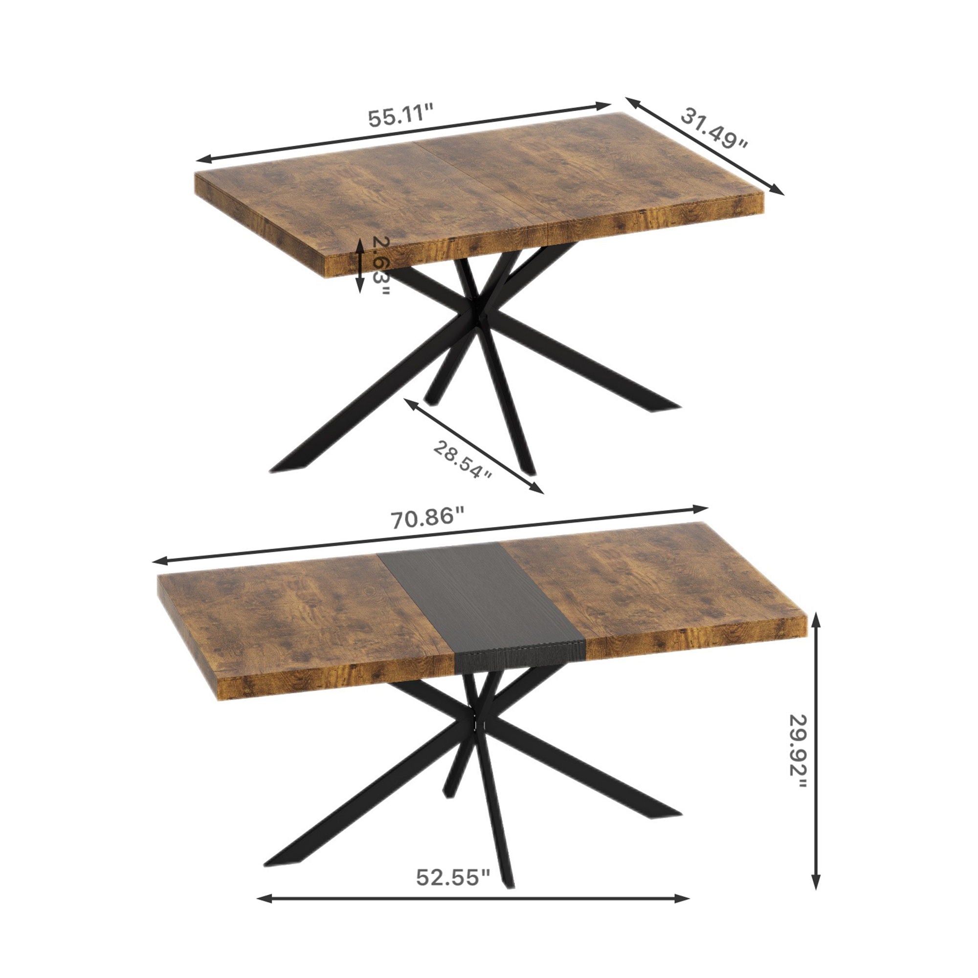 Retro Rectangular Stretch Dining Table With Embossed Center Plate by Unique Piece Furniture