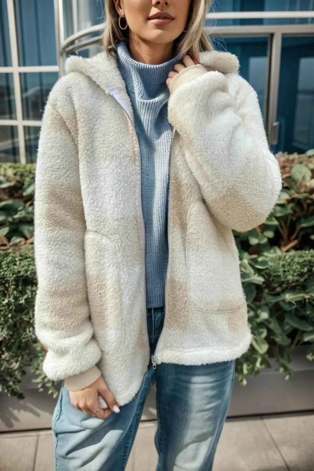 Double Take Full Size Plaid Long Sleeve Hooded Coat by Wild and Free Boutique