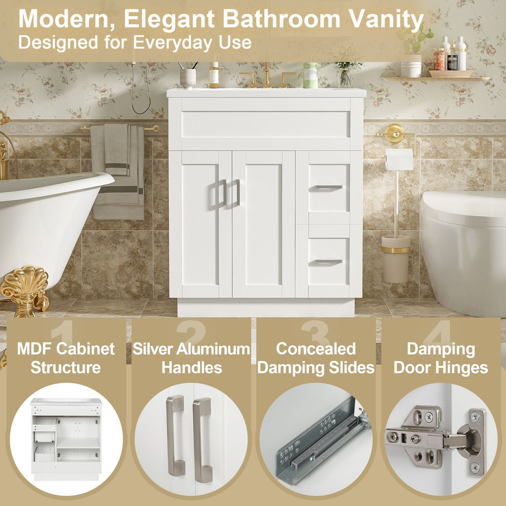 Bathroom Vanity With 2 Doors, 2 Drawers, Adjustable Shelf, Hidden Slides & Soft Close Hinges by Unique Piece Furniture